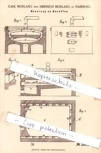 Original Patent - Carl und Heinrich Morlang in Hamburg , 1886 , Neuerung an Backöfen , Bäckerei , Bäcker !!!