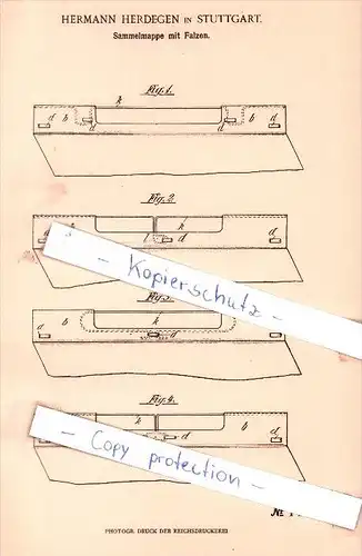 Original Patent - Hermann Herdegen in Stuttgart , 1902 , Sammelmappe für Falzen !!!