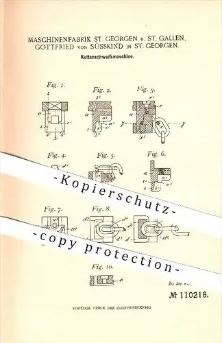 original Patent - Maschinenfabrik St. Georgen b. St. Gallen , G. von Süsskind in St. Georgen , 1899 , Schweißmaschine !!