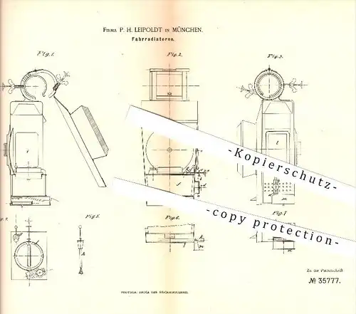 original Patent - P. H. Leipoldt in München , 1885 , Fahrradlaterne , Fahrrad , Laterne , Licht , Lampe !!!