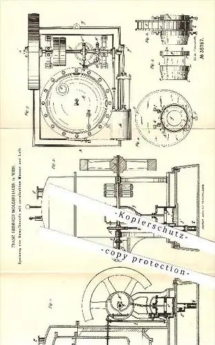 original Patent - Franz Heinrich Moldenhauer in Wien , 1885 , Dampfkessel mit zerstäubtem Wasser und Luft , Motor !!!