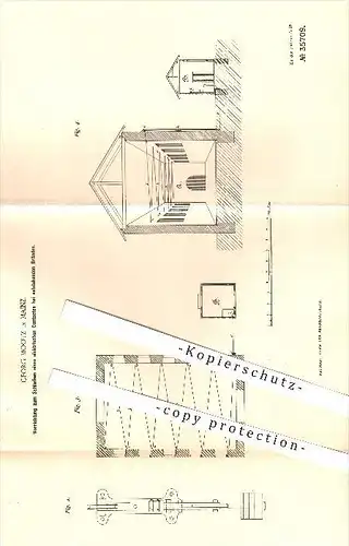 original Patent - G. Mootz in Mainz , 1885, Schließen eines elektrischen Kontaktes bei Bränden , Feuerwehr , Brandschutz