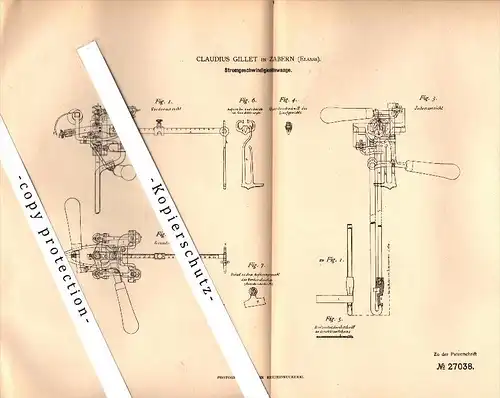 Original Patent - Claudius Gillet à Zabern / Saverne , 1883 , Compteur d'eau pour le taux d'écoulement !!!
