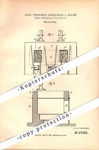 Original Patent - Léon Th. Leseigneur à Rouen , 1883 , Four pour la céramique !!!