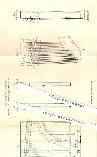 original Patent - Gustav Fuder in Görlitz , 1883 , Eisenrast mit Stimmungshalter für Pianos , Piano , Klavier , Musik !!