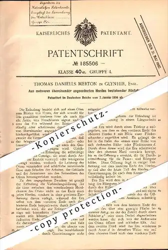 Original Patent - Thomas Daniells Merton in Glynhir / Llandybie , 1906 , Roaster of several herds !!!