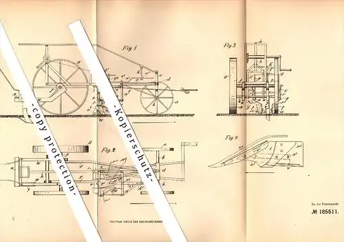 Original Patent - Theodor Hey in Roitzsch b. Bitterfeld , 1904 , Rüben-Erntemaschine , Landwirtschaft , Agrar !!!