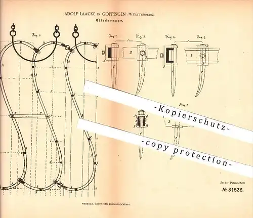original Patent - Adolf Laacke in Göppingen , 1883 , Gliederegge , Egge , Ackeregge , Landwirtschaft , Bauer , Schmied !