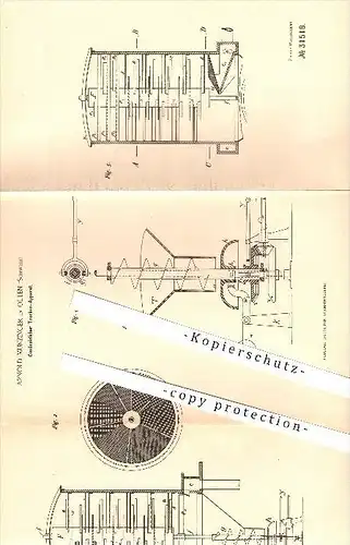 original Patent - Arnold Munzinger in Olten , 1884 , Kontinuierlicher Trocken-Apparat , Trockner !!!