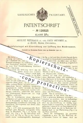 original Patent - A. Weymann Jr. & F. Hensiek Jr. in Buer , Osnabrück , 1900 , Dachfalzziegel , Dachziegel , Dachdecker