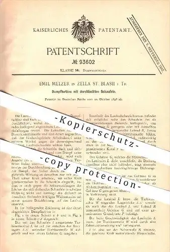 original Patent - Emil Melzer in Zella St. Blasii i. Th. , 1896 , Dampfturbine , Turbine , Dampfmaschine , Zella Mehlis