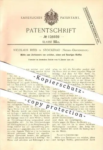 original Patent - Nicolaus Heid in Stockerau , 1901 , Mühle zum Zerkleinern , Mühlen , Müller , Haushalt !!!