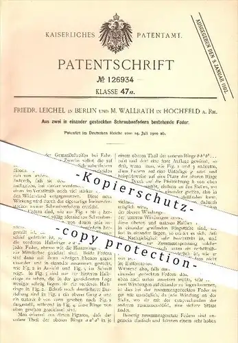 original Patent - Friedr. Leichel in Berlin & M. Wallrath in Hochfeld a. Rh. , 1900 , Feder , Fahrrad , Fahrzeugbau !!