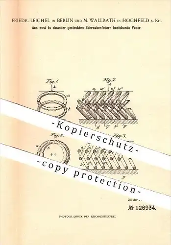 original Patent - Friedr. Leichel in Berlin & M. Wallrath in Hochfeld a. Rh. , 1900 , Feder , Fahrrad , Fahrzeugbau !!