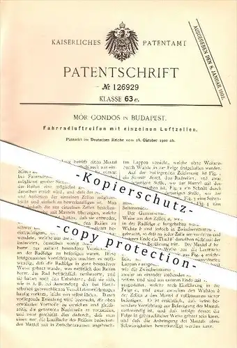 original Patent - Mor Gondos in Budapest , 1900 , Fahrradluftreifen , Fahrradreifen , Reifen , Fahrrad , Fahrzeugbau !!!