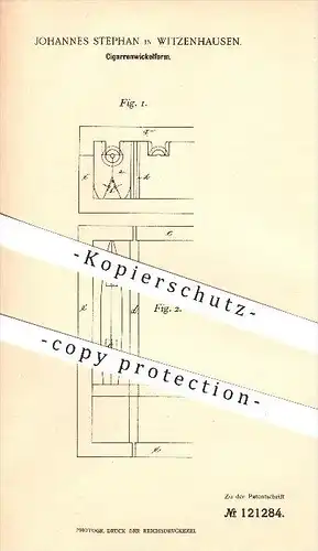 original Patent - Johannes Stephan in Witzenhausen , 1900 , Zigarrenwickelform , Zigarrenwickel , Zigarren , Rauchen !!!