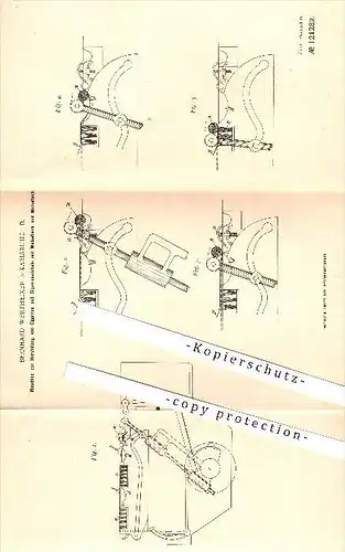 original Patent - Bernhard Wertheimer in Karlsruhe i. B. , 1900 , Herstellung von Zigarren und Zigarrenwickeln , Rauchen