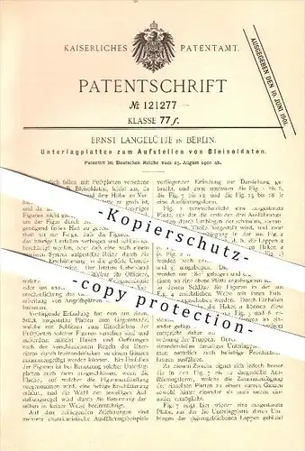 original Patent - Ernst Langelütje in Berlin , 1900 , Aufstellen von Bleisoldaten , Blei , Zinnsoldaten , Soldaten !!!