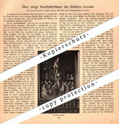 original Zeitungsbericht - 1905 - Kunstaltertümer im Kloster Loccum , Rehburg-Loccum !!!