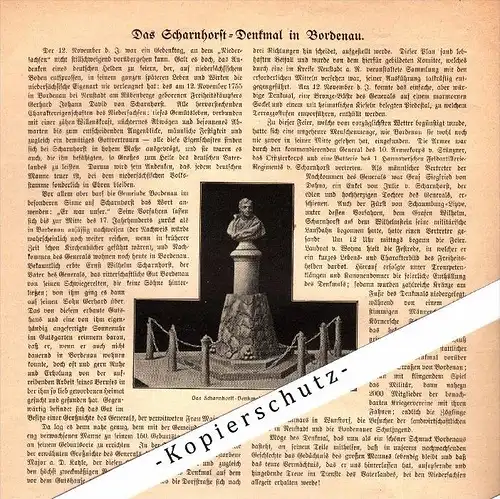original Zeitungsbericht - 1905 - Das Scharnhorst Denkmal in Bordenau b. Neustadt am Rübenberge !!!
