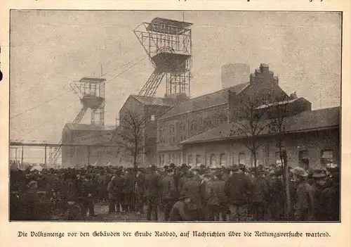 original Zeitungsausschnitt - 1911 -  Unglück in Zeche Radbod , Bockum-Hövel b. Hamm , Bergwerk !!!