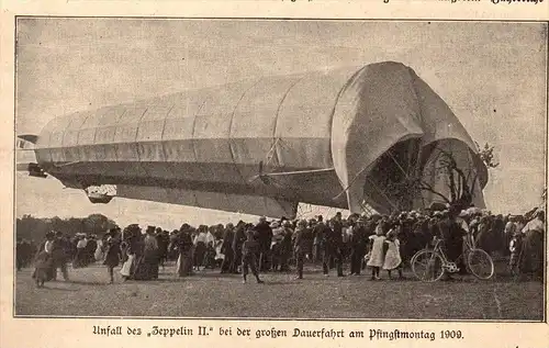 original Zeitungsausschnitt - 1911 - Unfall des ZEPPELIN II.  !!!