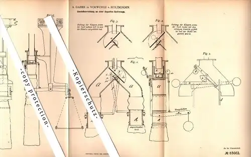 Original Patent - A. Daiber in Vorwohle b. Holzminden , 1895 , Umstellapparat für Sackwaage , Lenne !!!