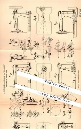 original Patent - E. Brüncker in Sieglar bei Troisdorf , 1885 , Nähmaschine , Nähen , Schneider , Handarbeit !!!