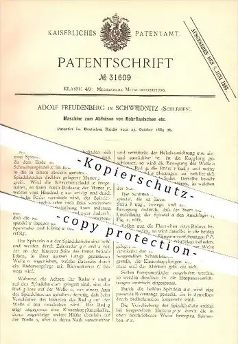 original Patent - Adolf Freudenberg in Schweidnitz / Swidnica  , Schlesien , 1884 , Fräsmaschine für Rohrflantschen !!!