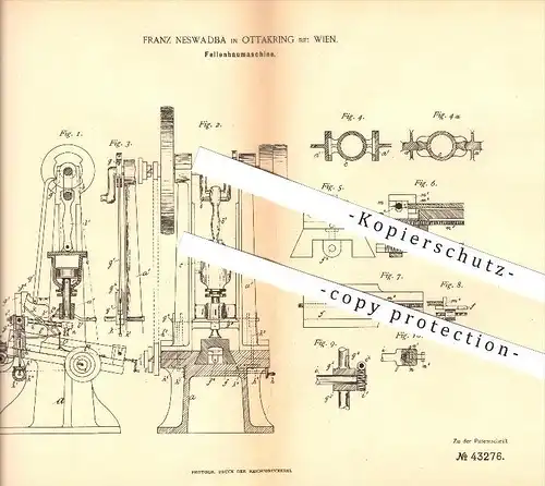 original Patent - Franz Neswadba in Ottakring bei Wien , 1887 , Feilenhaumaschine , Feile , Feilen , Metall , Schmied !!