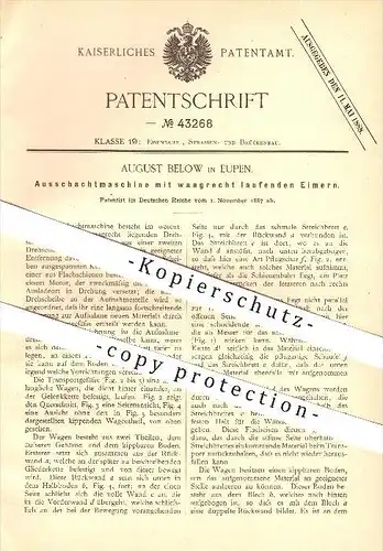 original Patent - August Below in Eupen , 1887 , Ausschachtmaschine , Eisenbahn , Brückenbau , Brücken !!!