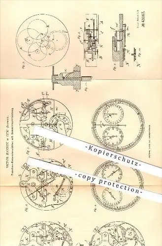 original Patent - Victor Jeannot in Genf , 1887 , Taschen-Sekundenzähler , Uhr , Uhren , Uhrmacher , Taschenuhr !!!