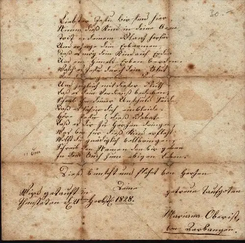 altes Schreiben von 1828  , Adel mit Autograph !!!