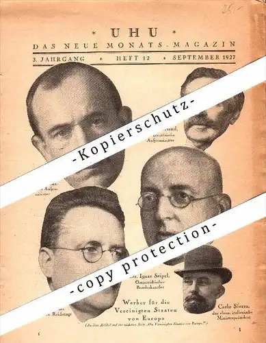 sehr seltenes Heft , VEREINIGTE STAATEN VON EUROPA 1927 , VSE , Waffenfabrik Bofors , EU , Kanonen  !!!