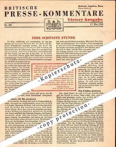 sehr seltenes Heft , 17.Mai 1945 , VICTORY-Ausgabe , Britische Presse-Kommentare !!!