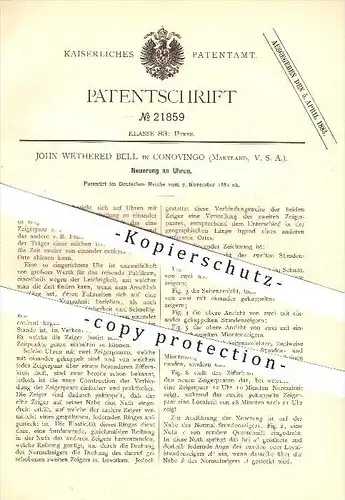 original Patent - John Wethered Bell in Conowingo , Maryland , V. S. A. , 1882 , Uhr , Uhrmacher , Taschenuhr !!!