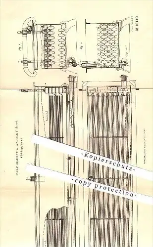 original Patent - Adolf Dietsche in Waldshut , 1881 , Kühlapparat , Kühlung !!!