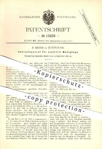 original Patent - F. Meyer in Buxtehude , 1880 , Abklopfapparat für aspirierte Mahlgänge , Mühlen !!!