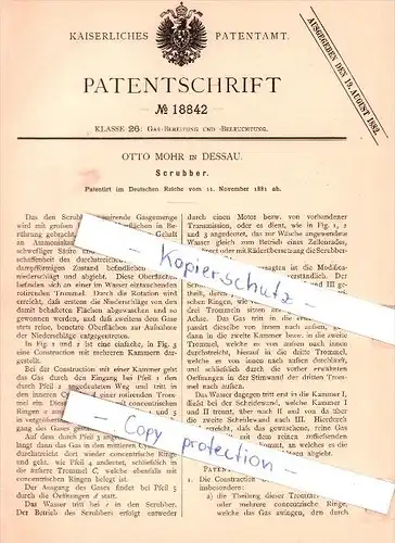 Original Patent - Otto Mohr in Dessau , 1881 , Scrubber !!!