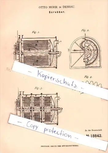 Original Patent - Otto Mohr in Dessau , 1881 , Scrubber !!!
