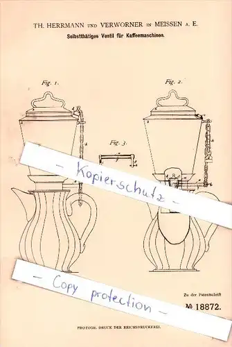 Original Patent - Th. Herrmann und Verworner in Meissen a. E. , 1881 , !!!