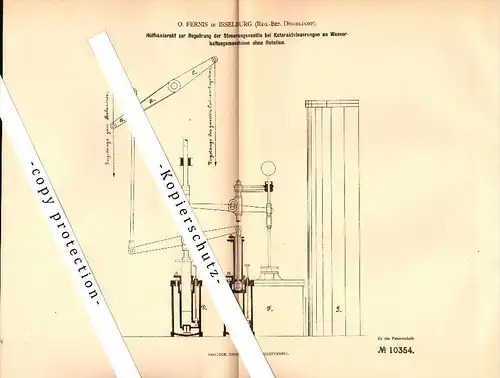 Original Patent - O. Fernis in Isselburg b. Borken , 1880 , Kataraktsteuerung an Dampfmaschinen !!!