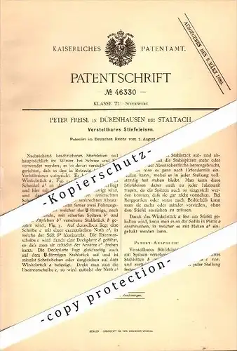 Original Patent - Peter Freisl in Dürnhausen b. Staltach , 1888 , Stiefeleisen , Schuhmacher , Iffeldorf , Habach !!!