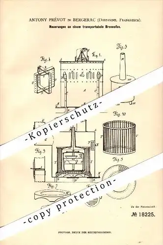 Original Patent - Antony Prévot à Bergerac , Dordogne , 1881 , séchoir mobile pour la céramique !!!