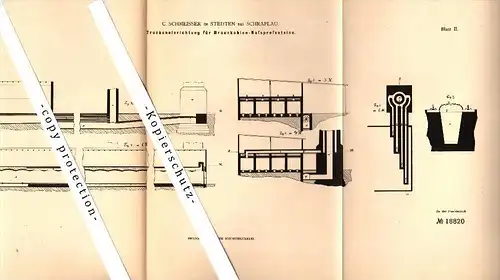 Original Patent - C. Schmeisser in Stedten b. Schraplau , 1882 , Trockenapparat für Braunkohle , Tagebau !!!
