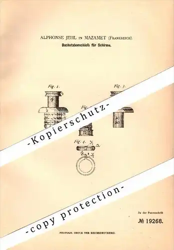 Original Patent - Alphonse Jehl à Mazamet , 1881 , Serrures de code pour écrans !!!