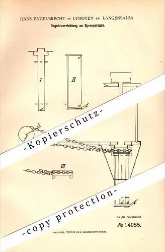 Original Patent - Hans Engelbrecht in Ufhoven b. Bad Langensalza , 1880 , Reguliervorrichtung an Sprengwagen !!!