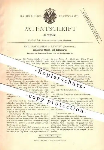 original Patent - Emil Rasmussen in Lyngby , Dänemark , 1883 , Kombinierter Wasch- und Spülapparat , Haushalt !!!