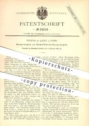 original Patent - Eugéne de Lavit in Paris , 1883 , Neuerungen an Dampfkesselfeuerungen , Dampfkessel !!!