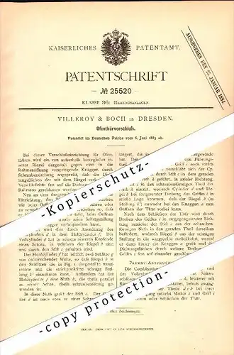 Original Patent - Villeroy & Boch in Dresden , 1883 , Ofen-Türverschluss , Heizungsbau !!!